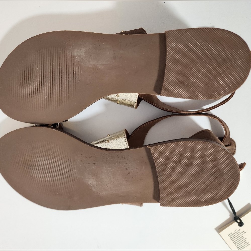 Myra Women’s Size 8 Leopard Print Gold Studded Leather Sandals Boho chic READ - Picture 7 of 8
